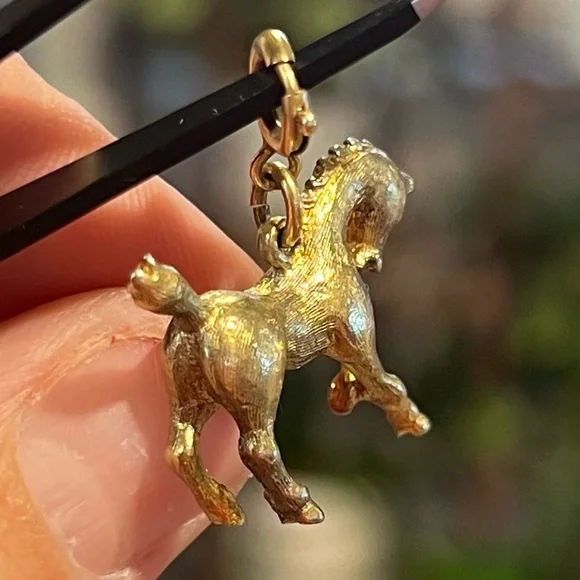 Vintage Monet Gold Tone Horse Charm | Equestrian Pendant Spring Ring - Picture 3 of 9